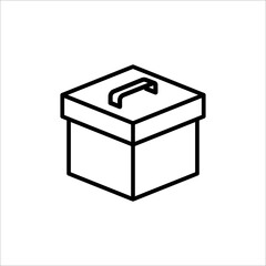 Carton box with cover thin line icon, Vector and Illustration.