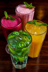 Assorted smoothies and lemonades