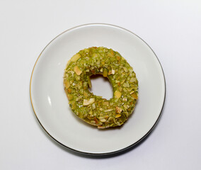 sweet food donut on white plate white background