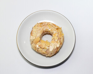 sweet food donut on white plate white background