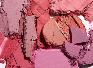 Fototapeta premium Close-up of crushed face powder make up blush 