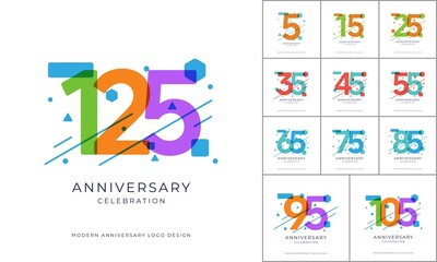 Anniversary Celebration logo set. Anniversary celebration design for booklet, flyer, magazine, brochure poster, web, invitation or greeting card. vector templates