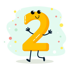 number. humanized character. vector illustration