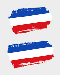 Set of two creative brush painted flags of Los Altos country with solid background