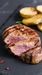 grilled steak with potatoes