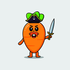 Cute cartoon mascot character carrot pirate in modern design
