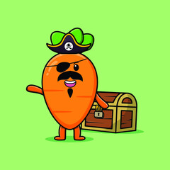 Cute cartoon mascot character carrot pirate in modern design