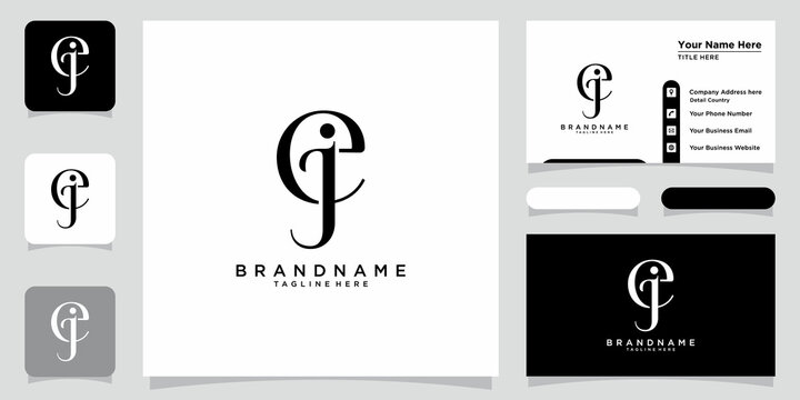 Initials letter JE or EJ logo vector design with business card design premium vector