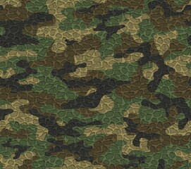 Naklejka premium Abstract camouflage seamless pattern military vector background, leather texture. Forest disguise.