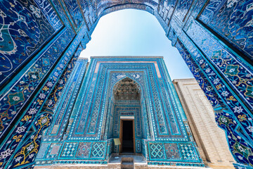 Memorial complex Shakhi-Zinda, amazing asian architecture, Samarkand, Uzbekistan