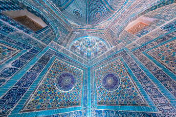 Memorial complex Shakhi-Zinda, amazing asian architecture, Samarkand, Uzbekistan