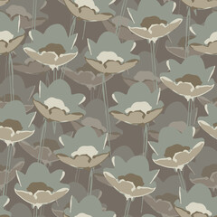 seamless plants pattern background with abstract wildflowers , greeting card or fabric