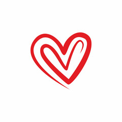 red love heart color line logo design