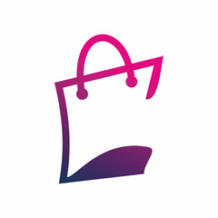 shop bag color line logo design