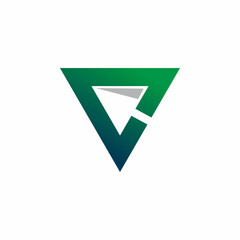 green triangle arrow logo design