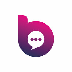 initial letter b chat logo design