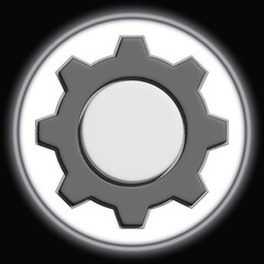 3d gear. Outline modern design grey button