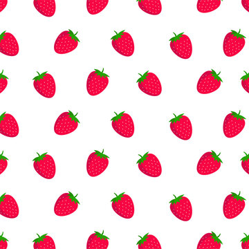 Fruit pattern.Cute fresh mix fruits Strawberry isolated on white background.Design for print screen backdrop tile wallpaper.Summer concept. jpeg image jpg seamless pattern with strawberries. Great 