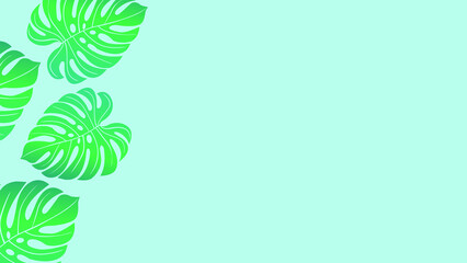 Tropical leaves Monstera on a blue vector background 