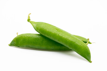 green peas vegetable bean isolated on white background.