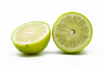 Lemons slices isolated on white background.