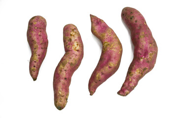 Sweet potato isolate on the white background.top view