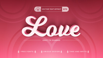 love - Editable Text Effect, Valentine Font Style, Edit Passion Style - obrazy, fototapety, plakaty