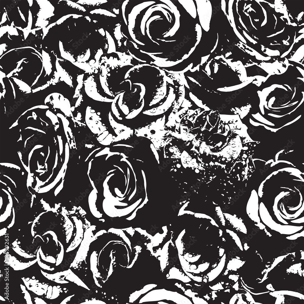 Aufkleber seamless vector pattern with flowers roses. repeating background. vector texture on the theme of nat