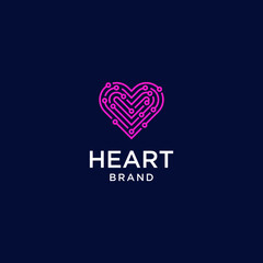 simple heart technology vector logo design