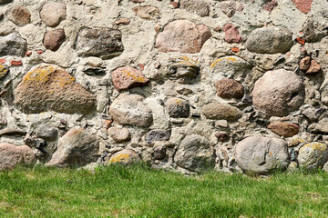 Ancient stone fortress wall. Rubble stone wall