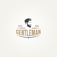 vintage retro barbershop gentleman logo template vector illustration design. classic hairdressing salon logo concept