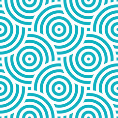 Fototapeta na wymiar Blue seamless patterns with white rings.