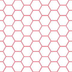 White honeycomb seamless pattern with pink background.