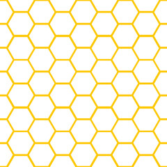 White honeycomb seamless pattern with yellow background.