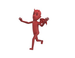 Devil character running away in 3d rendering.