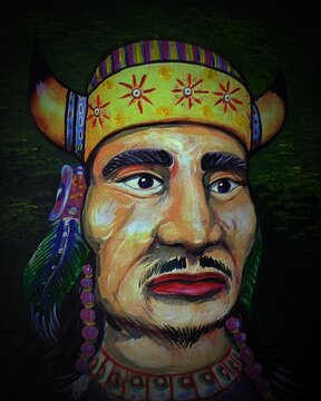 hand painted drawing impressionism art painting oil color red indian and face apache and indigenous peoples of the americas foreign country artistic school of art education studying academy of art