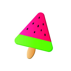 Colorful melon shape stick Ice cream dessert for kids in isolated background, create vector  ice cream of watermelon on white background
