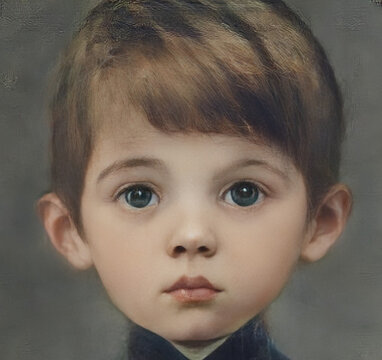 olustration oil paint portrait of a little child