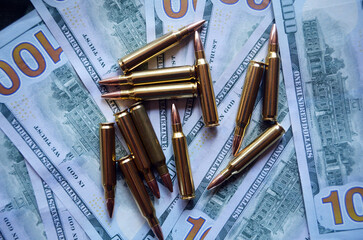 USA Dollars background and ammo