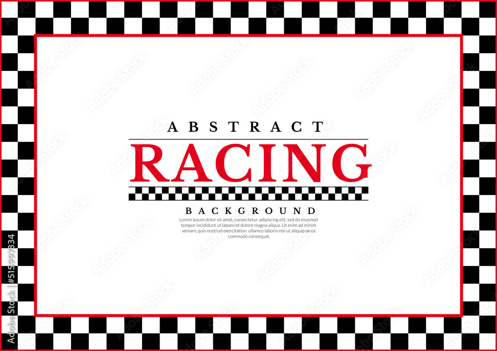 Poster abstract checkered round frame. racing square frames, red and black with chess patterns isolated on 