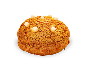 Eclair with custard. On a white background, isolated.