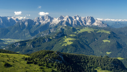 Loferer Alm and Loferer Steinberge in summer, Pinzgau, Salzburger Land, Austria, Europe