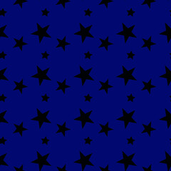 Stars pattern Geometric vector drawing with black and Blue
Seamless dark pattern. Color abstract vector texture with scattered stars Night Geometric shapes are different sizes Illustration. Background