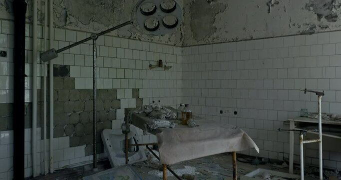 Abandoned ruined operating room in Pripyat hospital