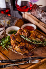 Chicken tabaka with wine