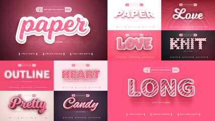 Set 10 Pink Love Editable Text Effects | Font Styles