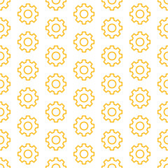 Materiał do szycia Yellow gear seamless pattern with white background.