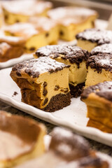 Curd casserole with raisins and chocolate