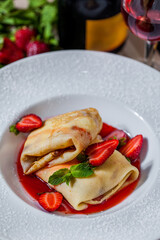 Pancakes with strawberries