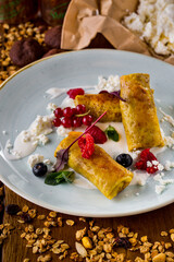 Pancakes with homemade cottage cheese